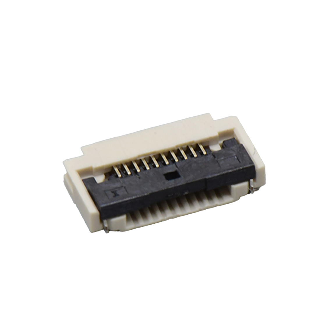 Pitch 0.50mm 90°H2.00mm 前掀盖下接触带蝴蝶扣卧贴 FPC
 10pin 本色 镀半金1U",镍